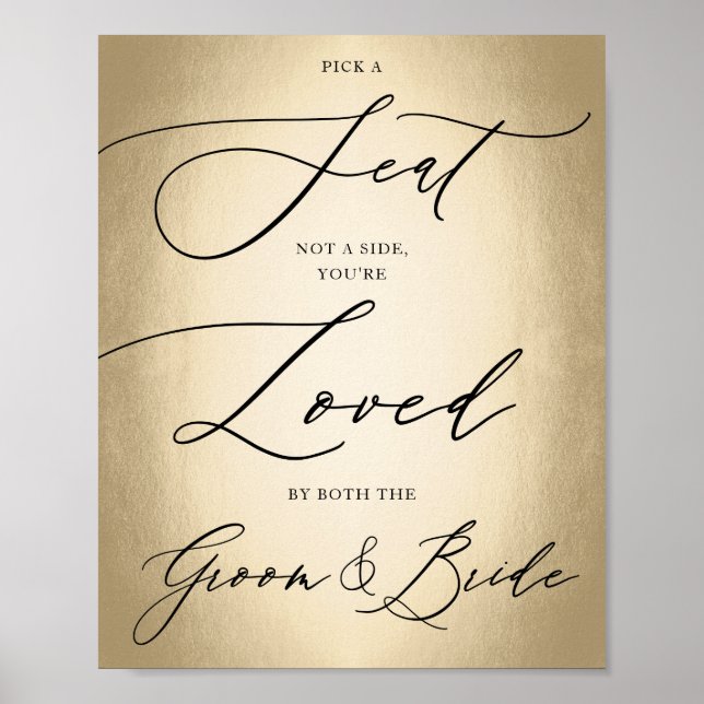 Affiche Script de calligraphie Or Choisir un siège Mariage (Devant)