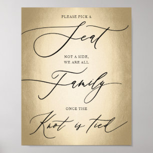 Affiche Script de calligraphie Or Choisir un siège Mariage