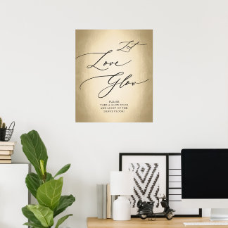 Affiche Script de calligraphie Or laisser l'amour lumineux
