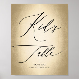 Affiche Script de calligraphie or Mariage de table pour en