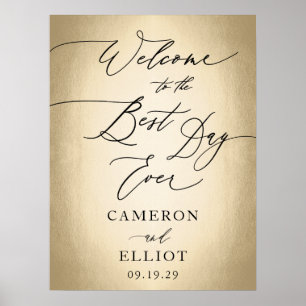 Affiche Script de calligraphie or meilleur jour jamais sig