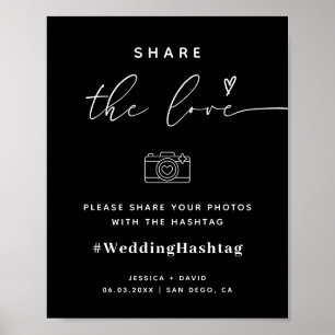 Affiche Script de calligraphie Partager Le Hashtag Mariage