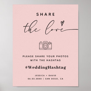 Affiche Script de calligraphie Partager Le Hashtag Mariage
