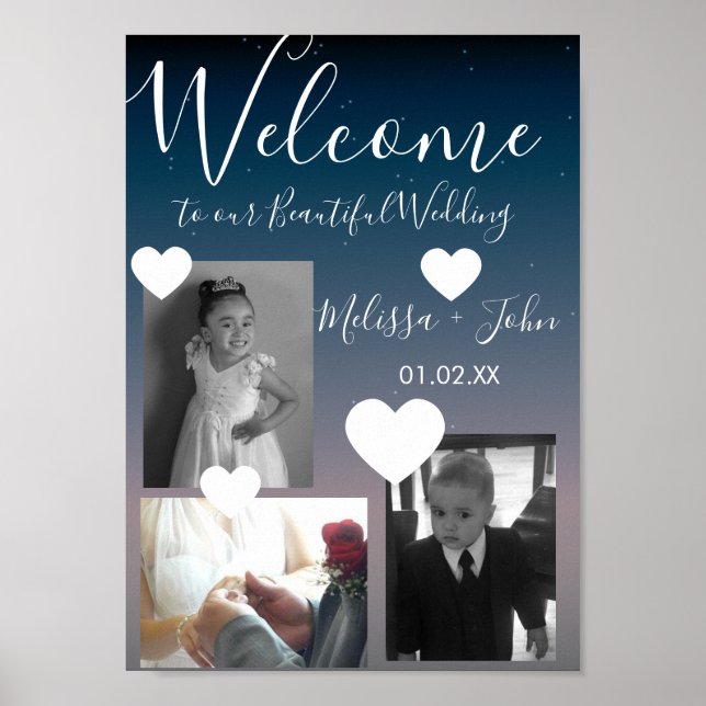 Affiche Script de collage de trois photos de mariage Ombre (Devant)