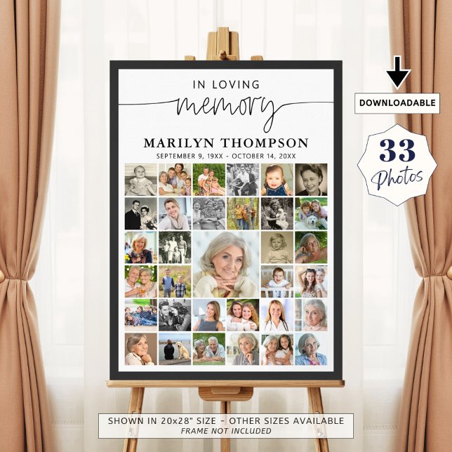 Affiche Script de collage photo 33 pour funérailles En sou (Créateur téléchargé)