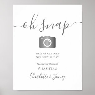 Affiche Script de signature gris et blanc Oh Snap Signal