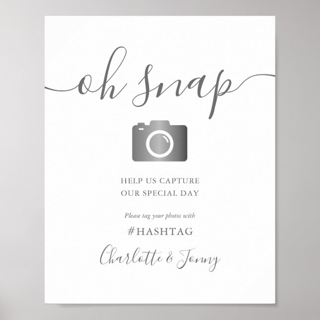 Affiche Script de signature gris et blanc Oh Snap Signal (Devant)