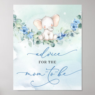 Affiche Script d'éléphant Boho Baby Conseils pour la futur