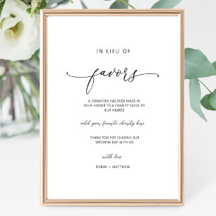 Affiche Script élégant, En remplacement des faveurs Signer