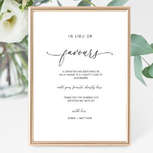 Affiche Script élégant, En remplacement des faveurs Signer