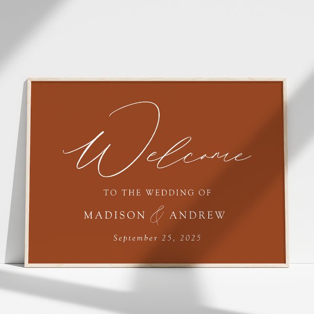 Affiche Script élégant moderne Mariage en terre cuite Accu (Créateur téléchargé)