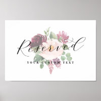 Script floral Réservé Texte personnalisé Mariage
