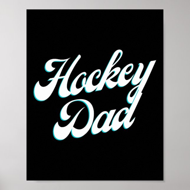 Affiche Script Glacé Hockey Papa Pour Pères Fiers Au Bord  (Devant)