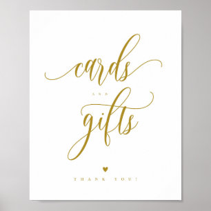 Affiche Script Gold Cards and Gifts Sign 8x10" 