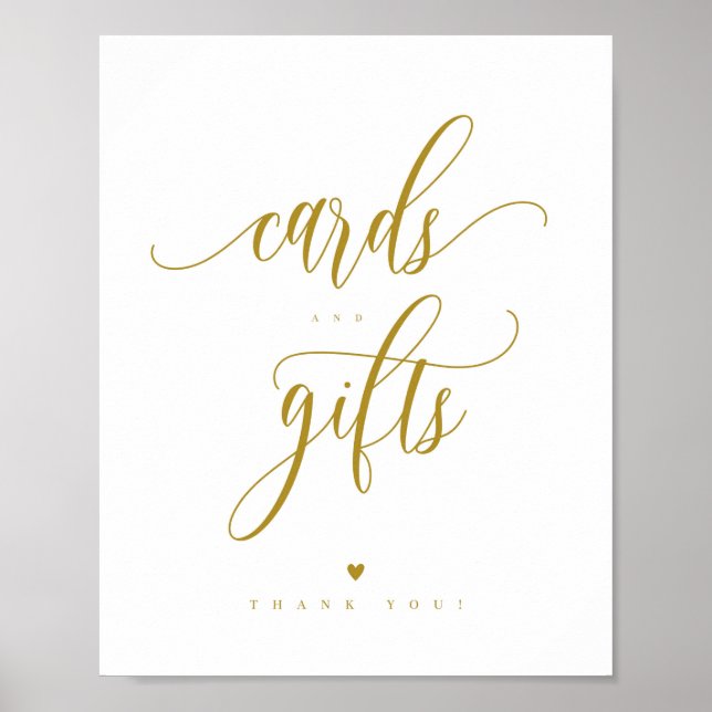 Affiche Script Gold Cards and Gifts Sign 8x10"  (Devant)