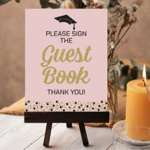 Affiche Script Gold S'Il Vous Plaît Signer Le Livre D'Invi