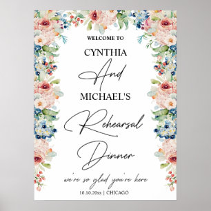 Affiche Script manuscrit Bienvenue à notre dîner de répéti