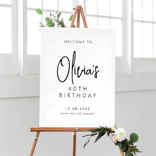 Affiche Script manuscrit noir 40e anniversaire Bienvenue