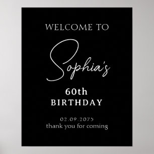 Affiche Script manuscrit noir 60e anniversaire Bienvenue
