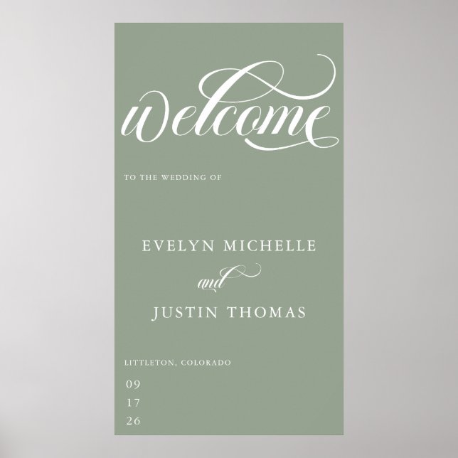 Affiche Script Minimal | Bienvenue au Mariage (Devant)