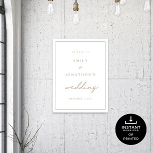 Affiche Script minimaliste Champagne Gold Mariage de bienv