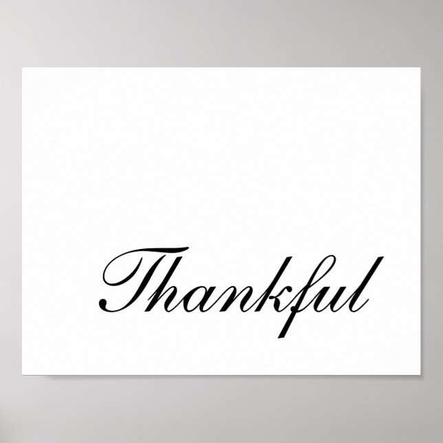 Affiche Script minimaliste de Thanksgiving Merci (Devant)