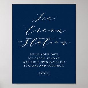 Affiche Script minimaliste Marine Bleu Mariage glace barre