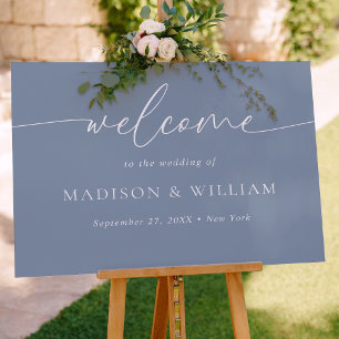 Affiche Script minimaliste moderne Dusty Mariage bleu Accu