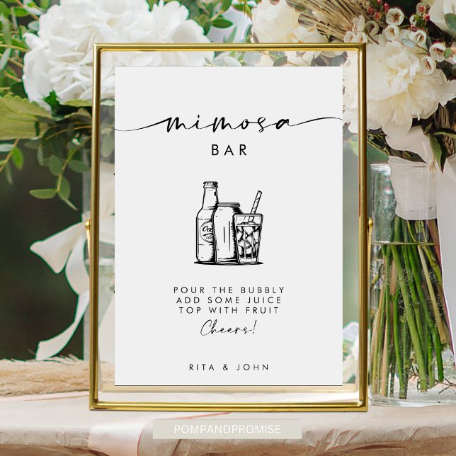 Affiche Script moderne chic Mariage de bar Mimosa (Créateur téléchargé)
