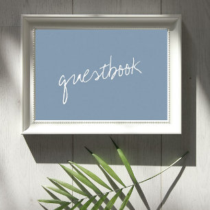 Affiche Script moderne Dusty bleu minimaliste Mariage