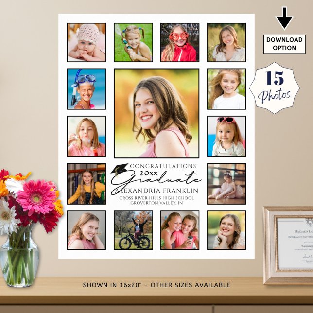 Affiche Script moderne Graduate 15 photo Collage (Créateur téléchargé)