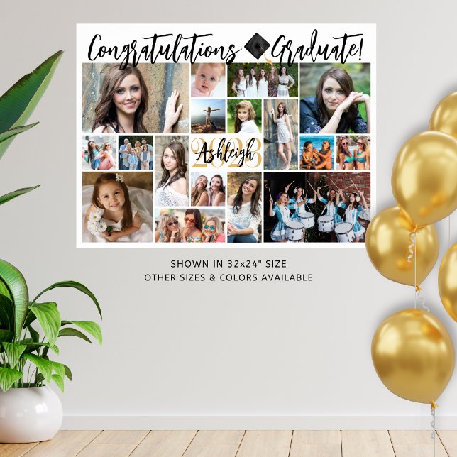 Affiche Script moderne Graduate 17 Photo Collage (Créateur téléchargé)