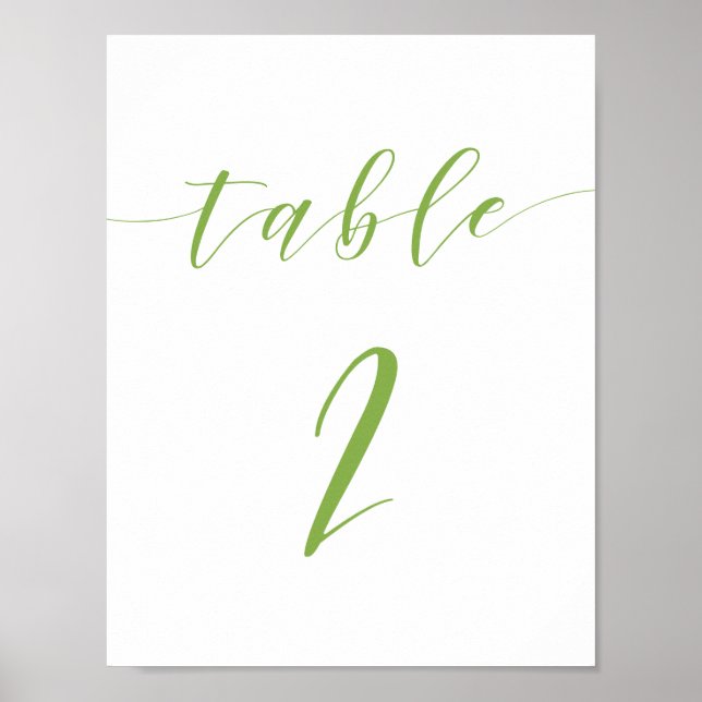 Affiche Script moderne mariage table numéro 2 signe (Devant)