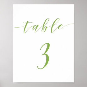 Affiche Script moderne mariage table numéro 3 signe