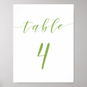 Affiche Script moderne mariage table numéro 4 signe