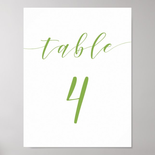 Affiche Script moderne mariage table numéro 4 signe (Devant)