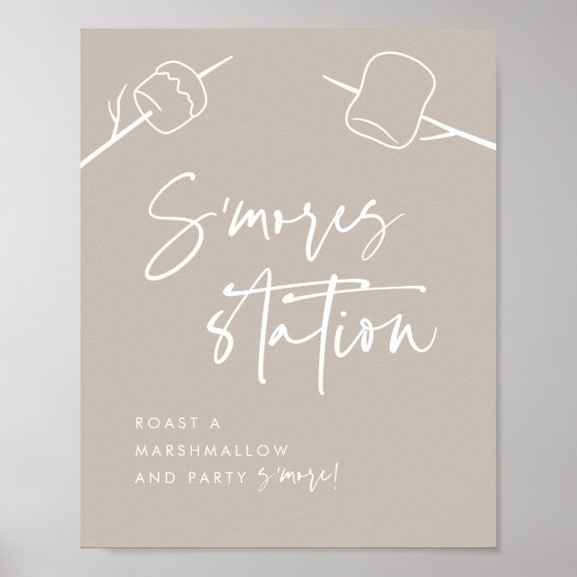 Affiche Script moderne Marshmallow S'mores Station (Devant)