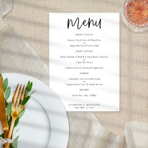 Affiche Script moderne Menu Mariage N'importe quelle coule