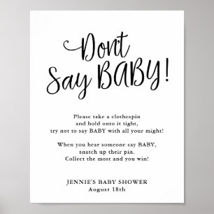 Affiche Script moderne Ne pas dire jeu de bébé