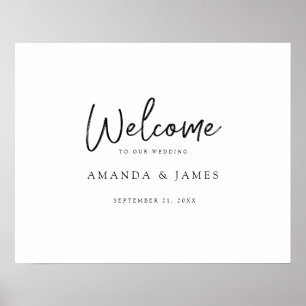 Affiche Script moderne simple Mariage noir et blanc Accuei
