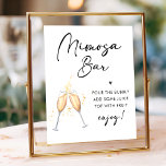 Affiche Script moderne | Symbole de la barre de Brunch Mim<br><div class="desc">Elégant signe minimaliste,  Noir & Blanc moderne Contraste de couleur pour votre brunch de douche nuptiale.</div>