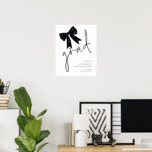 Affiche Script noir Bow Grad Welcome to Graduation Party