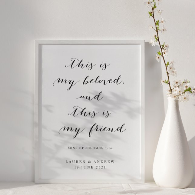 Affiche Script noir et blanc Ceci est mon Mariage bien-aim (Créateur téléchargé)