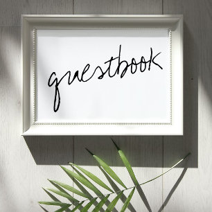 Affiche Script noir et blanc moderne Mariage minimaliste