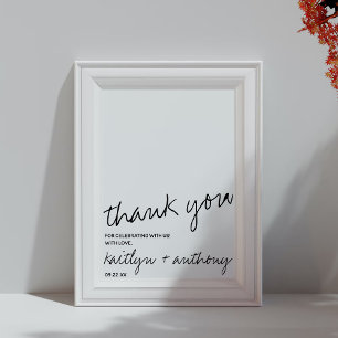 Affiche Script noir et blanc moderne Mariage minimaliste