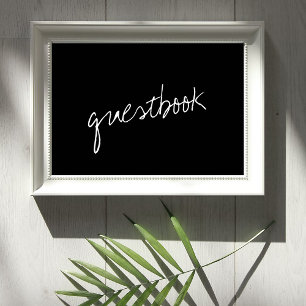 Affiche Script noir et blanc moderne Mariage minimaliste