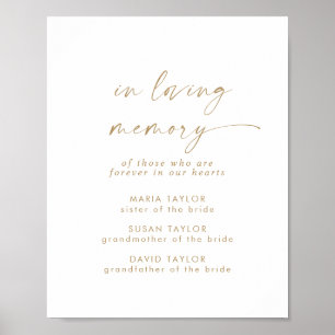 Affiche Script Or Moderne En Mémoire Amoureuse
