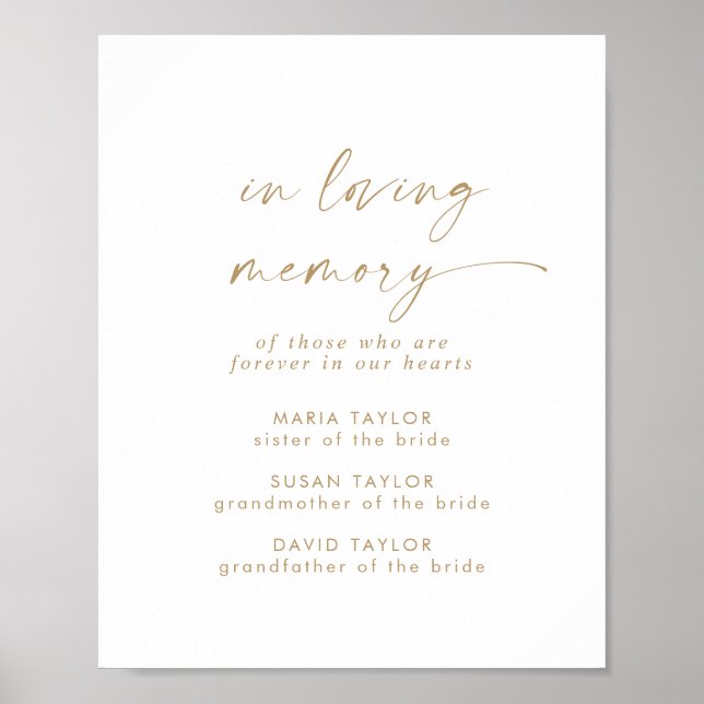 Affiche Script Or Moderne En Mémoire Amoureuse (Devant)