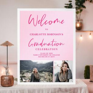 Affiche Script photo rose néon rétro bienvenue graduation