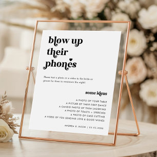 Affiche Script Rétro Blow Up their Phones Mariage Sign